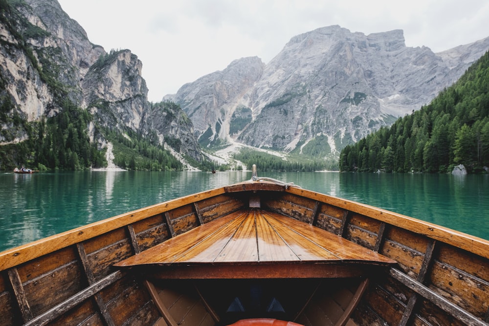 An alpine lake surrounded by mountains